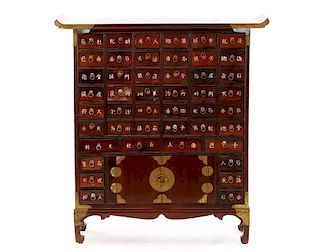 Korean Stained and Lacquered Apothecary Cabinet