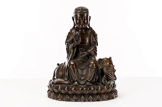 Thai Bronze Figure of Seated Buddha on Elephant