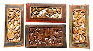 Four Chinese Giltwood Architectural Fragments