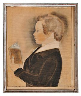 Mary B. Tucker (Massachusetts, 1784-1853)      Profile Portrait of a Young Boy Holding a Book