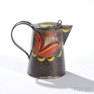 Painted Tinware Syrup Pitcher
