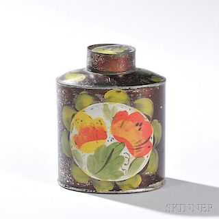 Painted Tinware Tea Canister