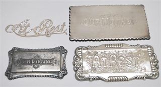 4 VICTORIAN SILVER PLATE COFFIN PLAQUES / PLATES