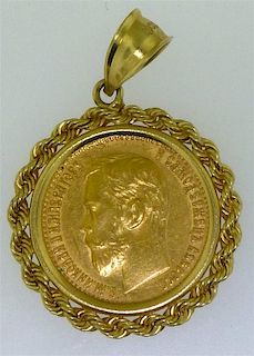 1898 5 ROUBLE RUSSIAN COIN PENDANT
