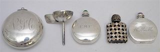 5 pc. STERLING MINIATURE PERFUMES + FUNNEL + COMPACT