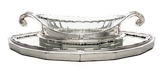 A French Silver-Plate Centerpiece Bowl and Matching Mirror Plateau, Christofle, Paris, Circa 1940, Length of plateau 24 inches.