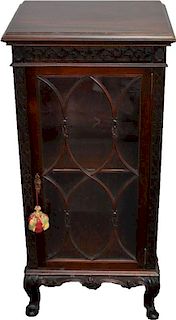 ANTIQUE ENGLISH CHIPPENDALE DISPLAY / MUSIC CABINET