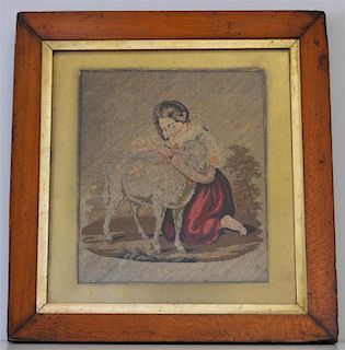 19th c. FRAMED CONTINENTAL PETIT POINT PANEL