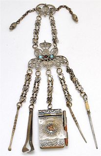 ORNATE SCROLLED VICTORIAN 19TH C. CHATELAINE
