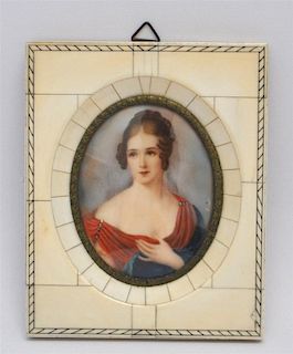 HAND PAINTED FRENCH PORTRAIT MINIATURE