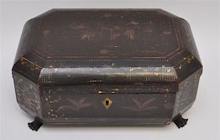 19th c CHINESE EXPORT FOOTED SEWING BOX