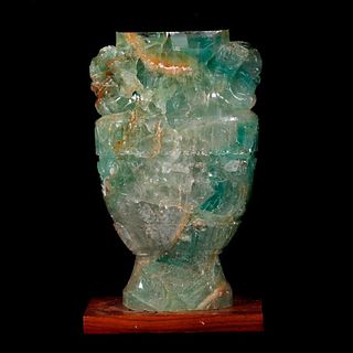 Asian Carved Green Quartz Vase.