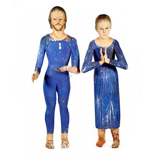 Pair of Painted Wood Altar Figures.