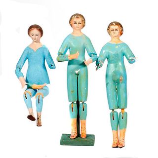 Three Polychrome Wood Angel/Saint Figures.