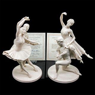 2pc Franklin Porcelain The Royal Ballet Sculptures