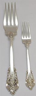 2 pc WALLACE STERLING GRAND BAROQUE MEAT & YOUTH FORK