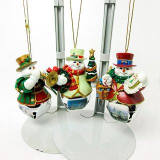3pc Thomas Kinkade Ornaments, Snow-Bell Holidays