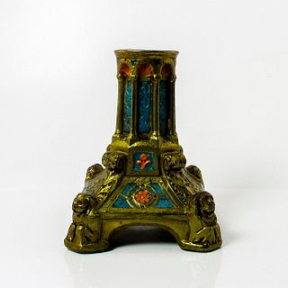 Vintage Chinoiserie Style Bronze Candle Stick Foo Dog Legs
