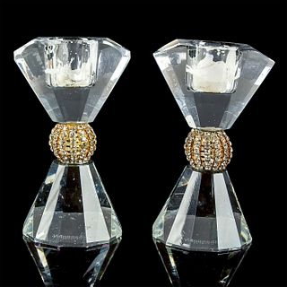 Pair of Godinger Pageant Bling Crystal Candlesticks