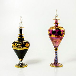 2pc Vintage Bohemian Glass Perfume Bottles