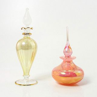 2pc Vintage Iridescent Glass Art Deco Perfume Bottles