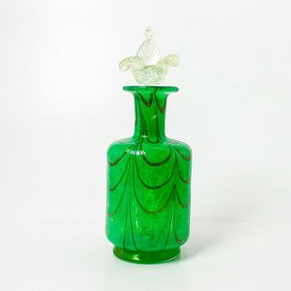 Murano Art Glass Bottle Decanter with Figural Stopper