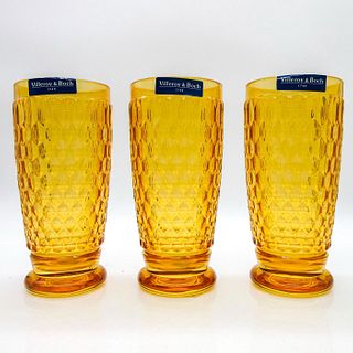 3pc Villeroy & Boch Crystal Tumblers, Colored Boston