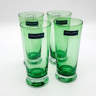 4pc Villeroy & Boch Emerald Green Crystal Glasses Goblets
