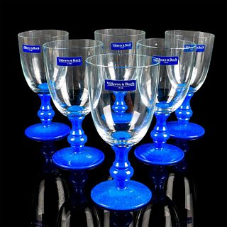 6pc Villeroy & Boch Water Glasses, Isabelle Blue