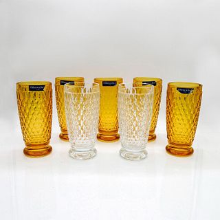 7pc Villeroy & Boch Clear & Amber Crystal Glasses