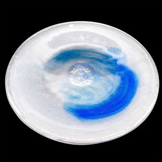Kosta Boda Art Glass Plate Mine Blue Pattern