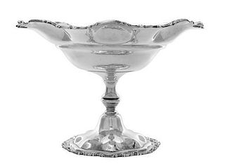 A Mexican Silver Large Compote, Juventino Lopez Reynes, Mexico City, Mid 20th Century, the circular bowl with undulating border