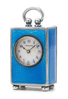A Swiss Silver and Enamel Travelling Clock, Concord W. Co., Retailed by Tiffany & Co., New York, Early 20th Century, rectangular