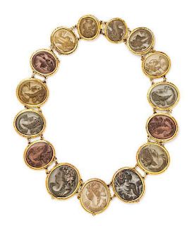 A Victorian Yellow Gold and Lava Cameo Necklace, Circa 1860, 63.25 dwts.