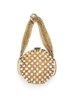 An 18 Karat Yellow Gold, Seed Pearl and Diamond Pendant Watch, Mignon, 11.80 dwts.