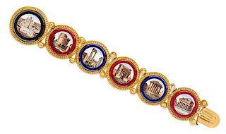 A Victorian Yellow Gold and Micromosaic Bracelet, 42.30 dwts.