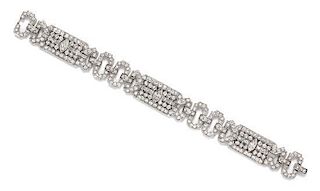 An Art Deco Platinum and Diamond Bracelet, 27.90 dwts.