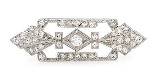 * An Art Deco Platinum and Diamond Brooch, 3.50 dwts.