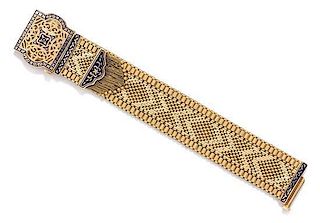 A Yellow Gold and Enamel Convertible Belt Bracelet, 38.50 dwts.