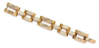 A Retro Yellow Gold Link Bracelet, 49.60 dwts.