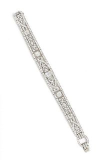 An Art Deco Platinum and Diamond Bracelet, Oscar Heyman Brothers, Circa 1925, 24.60 dwts.
