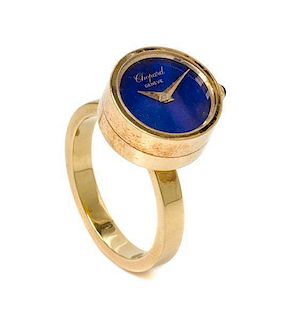 * A 18 Karat Yellow Gold and Lapis Lazuli Watch/Ring, Chopard, 8.20 dwts.