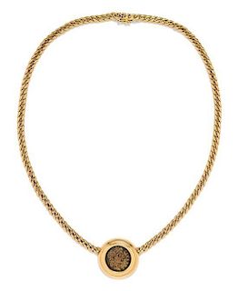 An 18 Karat Yellow Gold and Ancient Roman Coin Necklace, Bulgari, 16.90 dwts.