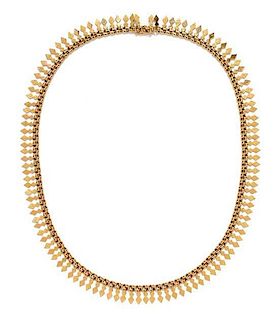 * A Bicolor Gold Link Necklace, 15.10 dwts.