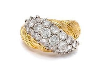 An 18 Karat Bicolor Gold and Diamond Ring, 8.10 dwts.