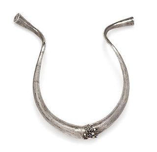 * A Modernist Sterling Silver, Diamond and Sapphire "Omega" Necklace, Robert Pringle, Circa 1972, 76.80 dwts.