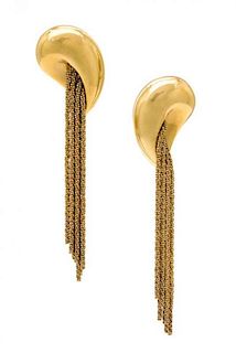 * A Pair of 18 Karat Yellow Gold Tassel Earclips, Yuri Ichihashi, 11.10 dwts.