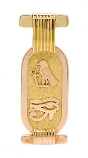 * An 18 Karat Gold Cartouche Pendant/Brooch, 50.70 dwts.