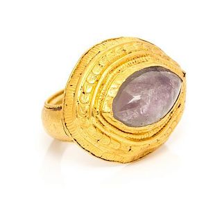 * A High Karat Yellow Gold and Rock Crystal Ring, 8.50 dwts.