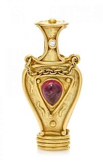 A Yellow Gold, Pink Tourmaline and Diamond Pendant, Denise Roberge, 30.70 dwts.